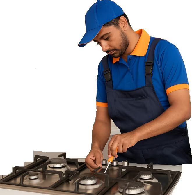 Technician repairing stove